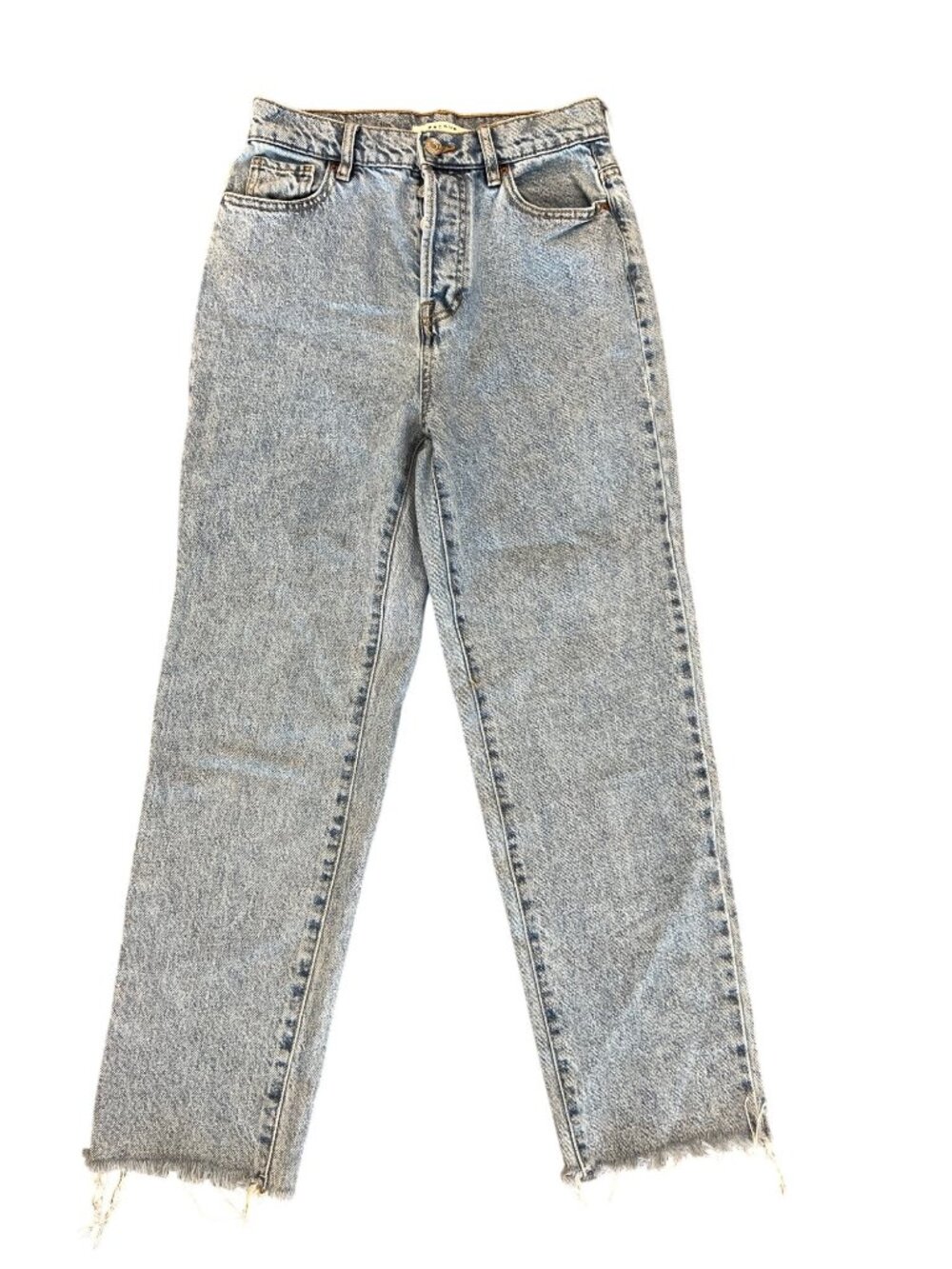 PacSun High Rise Straight Leg Denim Blue Jeans Women's Size 25 Light Wash Frayed